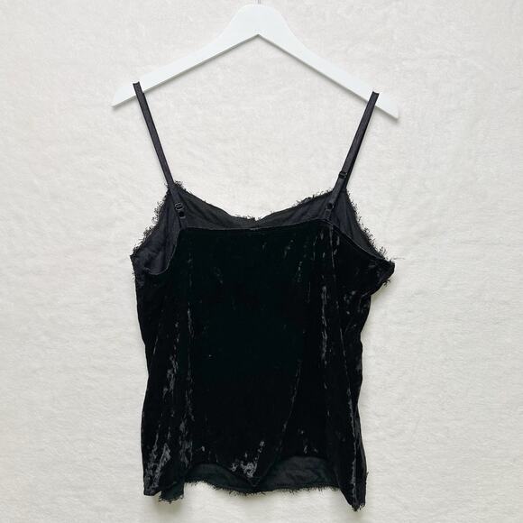 Black Crushed Velvet Cami Lace Trim Whimsy Fairy Goth Fairygrunge Y2K Sz XL - Picture 4 of 8